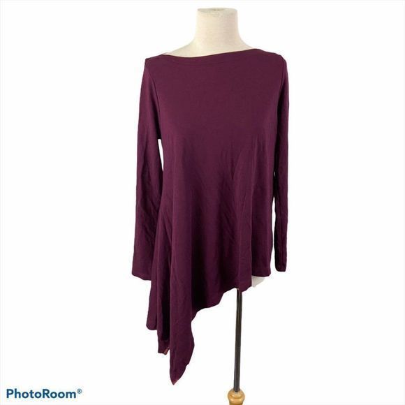 NWT‎ HALOGEN Purple Boatneck Asymmetrical Tunic - Picture 10 of 12